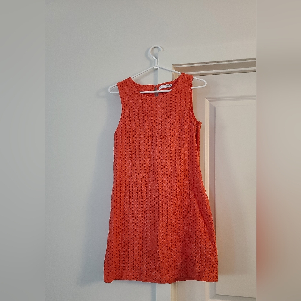 ALFRED SUNG Eyelet Coral Midi Dress